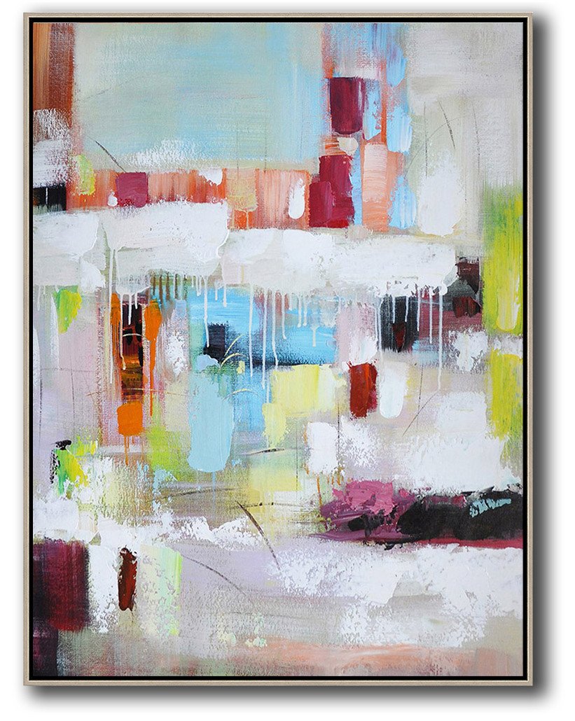 Vertical Palette Knife Contemporary Art #L3B - Modern Artwork Large